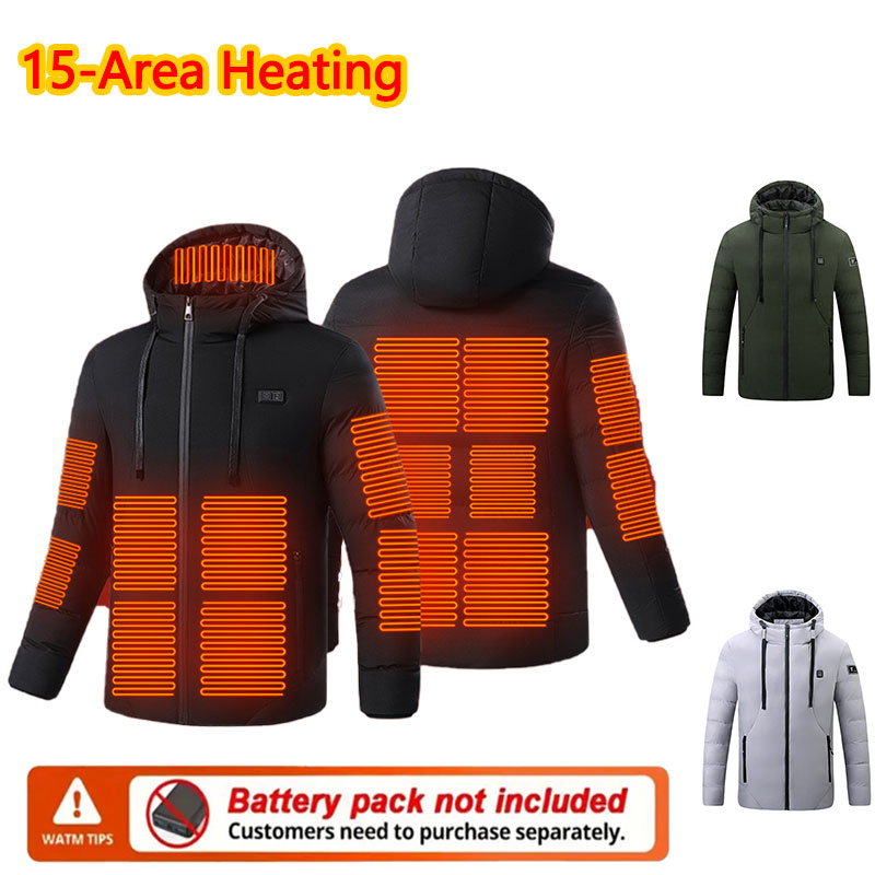 Outdoor Sport Jacket - 15 Bölge Isıtmalı Kışlık Kapüşonlu Ceket