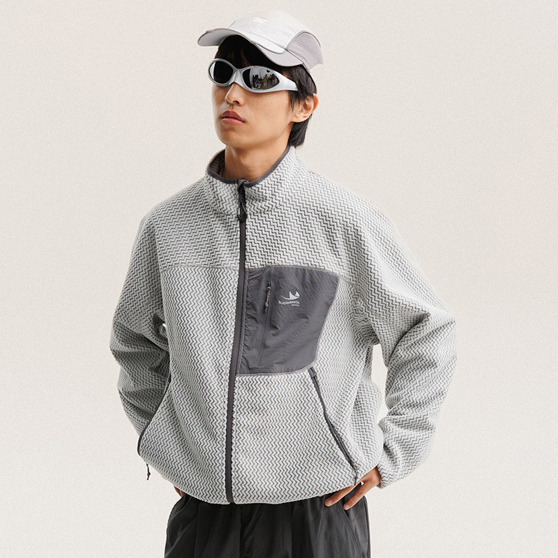 Outdoor Sport Jacket - Sonbahar Kış Polar Polar Dalgalı Çizgili