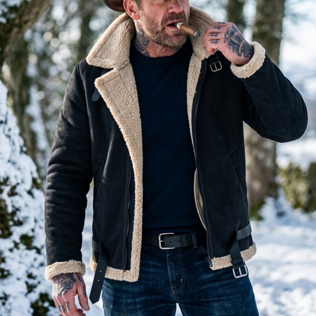 Outdoor Sport Jacket - Erkekler Kış Suni Süet Ceket Polar